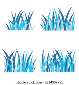 Set of blue purple grass, Dark blue grass isolated on white background, editable vector file for all your graphic needs.