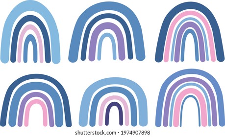Set blue rainbow vector illustration