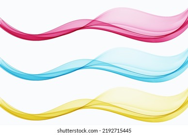 Set of blue, red, green flow waves abstract, design element