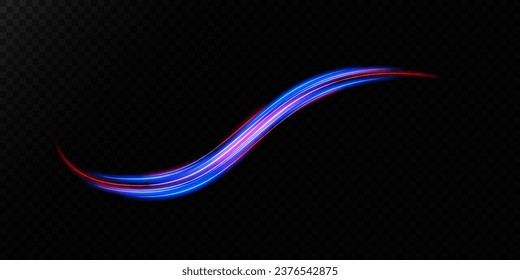 Set of blue and red wavy lines on a transparent background. Vector illustration
