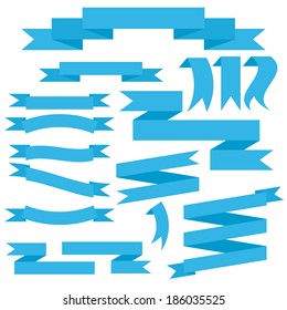 Set of blue retro ribbons. Vector illustration.