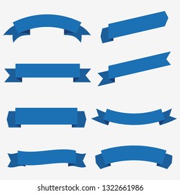 set of blue ribbon baner icon,ribbon banner and arch banner,ribbon vector banner, on white background