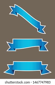 set of blue ribbon banner icon with white strock,blue Web Ribbons Set With Gradient Mesh on white background,Vector illustration. Place for your text. Ribbons for business and design. Design elements