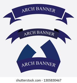 set of blue ribbon banner icon,arch ribbon banner icon,ribbon baner  on white background svg