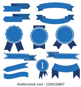 set of blue ribbon banner icon,arch ribbon banner,ribbon vector banner, on white background svg