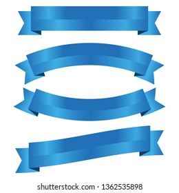 set of blue ribbon banner icon,blue Web Ribbons Set With Gradient Mesh on white background