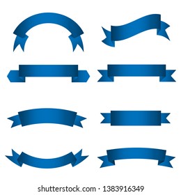 set of blue ribbon banner icon,blue Web Ribbons Set With Gradient Mesh on white background,Vector illustration. Place for your text. Ribbons for business and design. Design elements