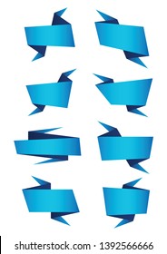 set of blue ribbon banner icon,blue Web Ribbons Set With Gradient Mesh on white background,Vector illustration. Place for your text. Ribbons for business and design. Design elements