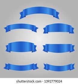 set of blue ribbon banner icon,blue Web Ribbons Set With Gradient Mesh on gray background,Vector illustration. Place for your text. Ribbons for business and design. Design elements svg