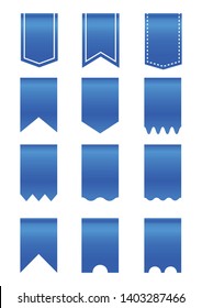 set of blue ribbon banner icon,blue Web Ribbons Set With Gradient Mesh on white background,Vector illustration. Place for your text. Ribbons for business and design. Design elements