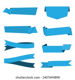 set of blue ribbon banner icon,blue Web Ribbons Set With Gradient Mesh on white background,Vector illustration. Place for your text. Ribbons for business and design. Design elements
