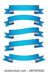 set of blue ribbon banner icon,blue Web Ribbons Set With Gradient Mesh on white background,Vector illustration. Place for your text. Ribbons for business and design. Design elements