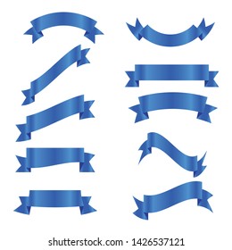 set of blue ribbon banner icon,blue Web Ribbons Set With Gradient Mesh on gray background,Vector illustration. Place for your text. Ribbons for business and design. Design elements