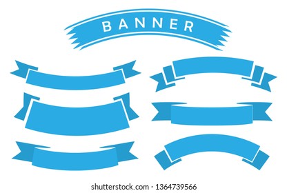 set of blue ribbon banner icon,ribbon vector banner, on white background svg