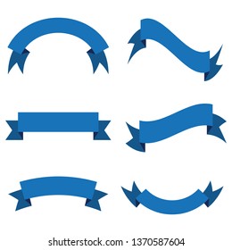 set of blue ribbon banner icon,ribbon vector banner, on white background svg