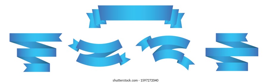 set of blue ribbon banner icon,ribbon vector banner, on white background