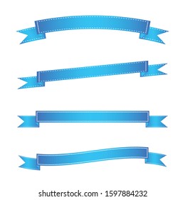 set of blue ribbon banner icon,ribbon vector banner, on white background