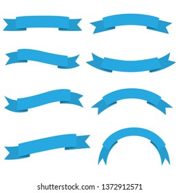 set of blue ribbon banner icons on white background svg