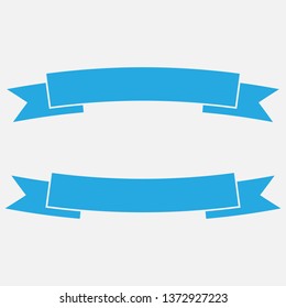 set of blue ribbon banner icons on white background