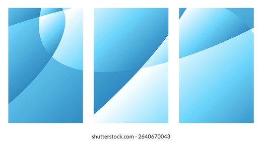 Set of Blue Ribbon Banners for Business or Web Design Template. A set of three blue, graphic book cover. The abstract art features circles and diagonal lines that suggest an open window.