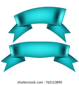 Set of blue ribbon banners on white background. And also includes EPS 10 vector