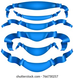 Set of blue ribbon banners on white background. And also includes EPS 10 vector