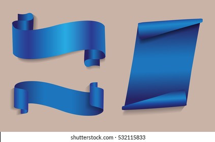 Set Of Blue Ribbon Banners.Vector Illustration.