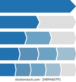 Set of blue ribbon flow charts