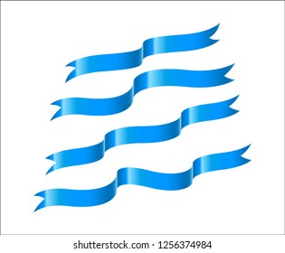 Set of blue ribbon on white background