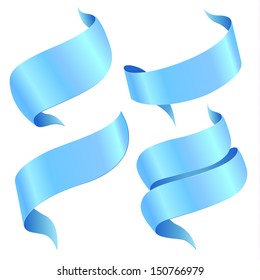 Set of blue ribbon tags for design and decoration