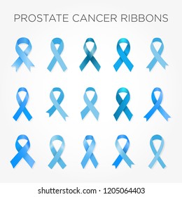 Set of blue ribbons against prostate cancer.	