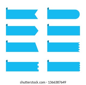 set blue ribbons banners flat Isolated on white background. vector illustration.