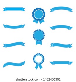set of blue ribbons and labels.vector illustration