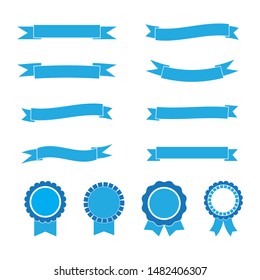 set of blue ribbons and labels.vector illustration