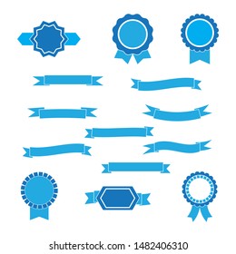 set of blue ribbons and labels.vector illustration