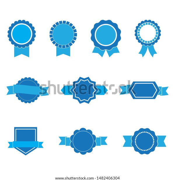 Set Blue Ribbons Labelsvector Illustration Stock Vector (Royalty Free ...