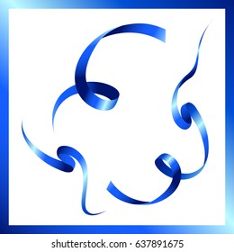 Set of blue ribbons on white background