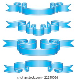 Set of blue ribbons with pearl stripes