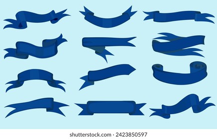set of blue ribbons for the title