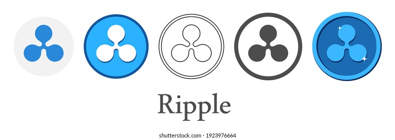 Set von blauen ripple krypto Währung Symbole. Vektorgrafik.