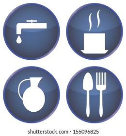 set of blue round buttons for dining