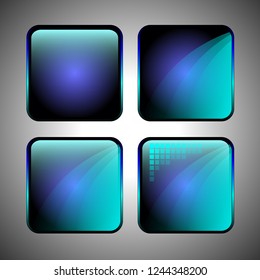 Set of blue rounded square backgrounds with space for your text. Vector illustration.