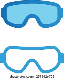 Set of Blue Safety Goggles Vector Icon for Eye Protection