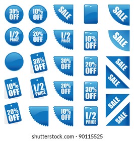 set of blue sales signs