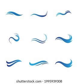 Olas azules. plantilla de diseño de ilustración de conjunto de logotipos de ondas de agua