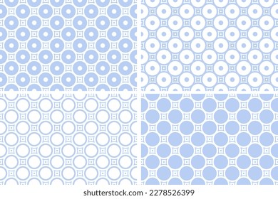 Conjunto de Patrones de Círculos Geométricos Sin Marea Azul. Arte vector.