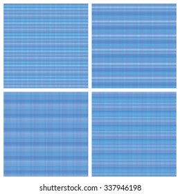 Set of blue seamless patterns with checkered drawing. Vector graphics of texture in a cage. CMYK colors