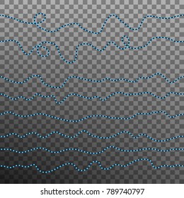 Set of blue seamless realistic led glowing light stripes isolated on transparent background. And also includes EPS 10 vector objects.