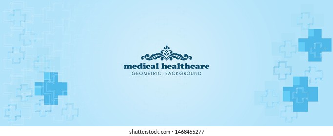 A set of Blue Shade Geometric medical healthcare Background consist of cross symbol on various style to bring uniqueness of this modern background 