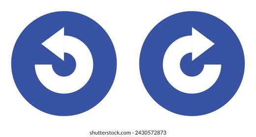 Setzen Sie blaue Form rechts und links Grad Schleife Pfeil Straßenverkehr obligatorisches Zeichen Richtung Symbol. Autobahn Route Sammlung Straße flach Symbol für Web Mobile isoliert weißen Hintergrund Illustration.